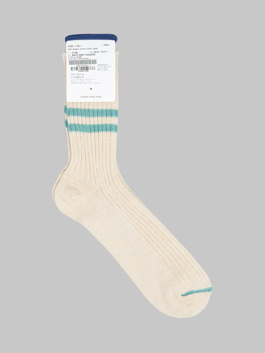 ROTOTO Hemp Organic Cotton Stripe White Sand/Turquoise