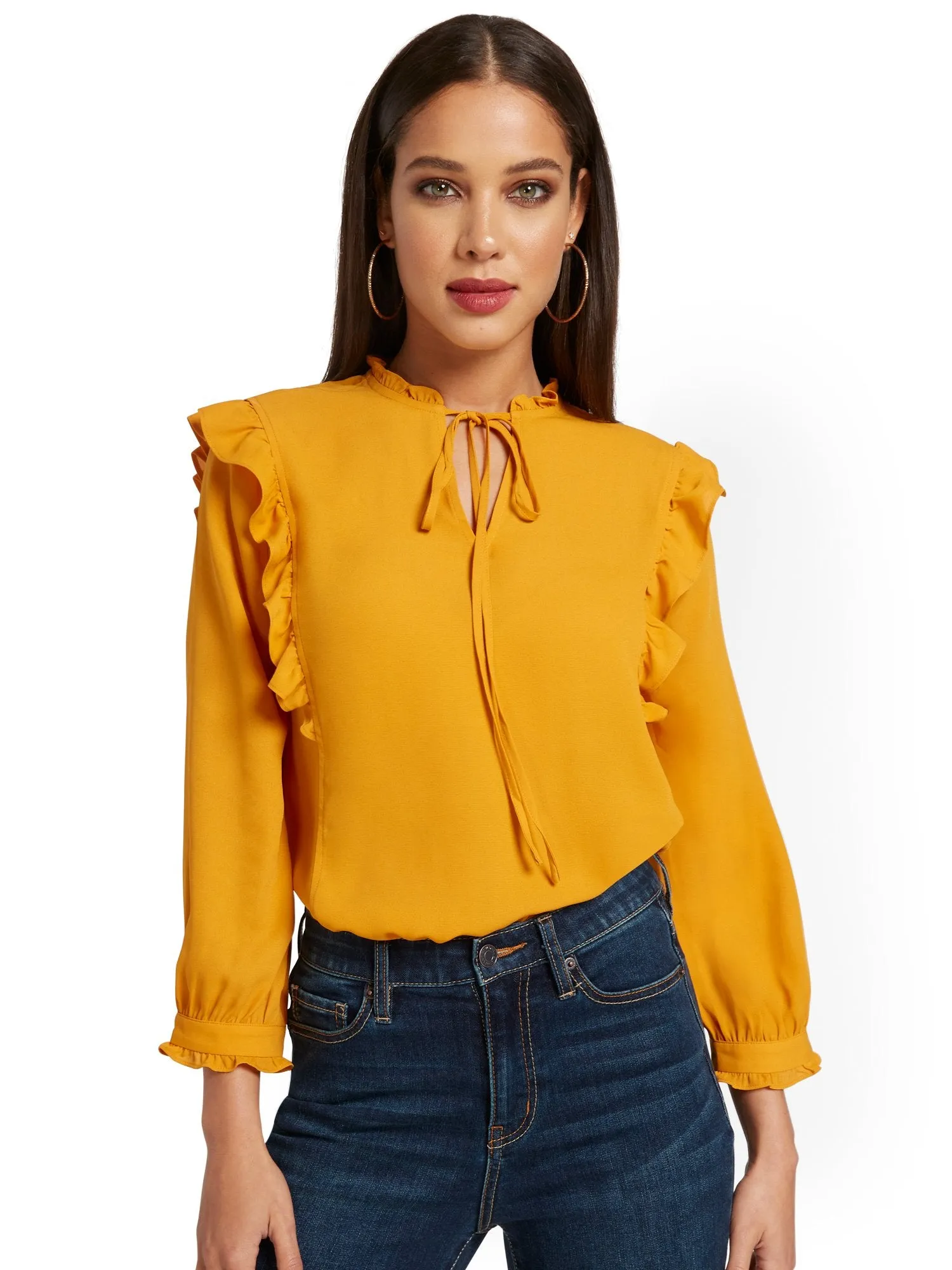 Ruffle-Front Blouse