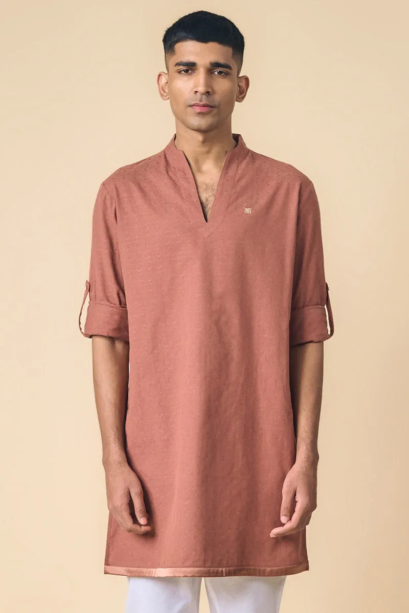 Rust Cotton Kurta Set