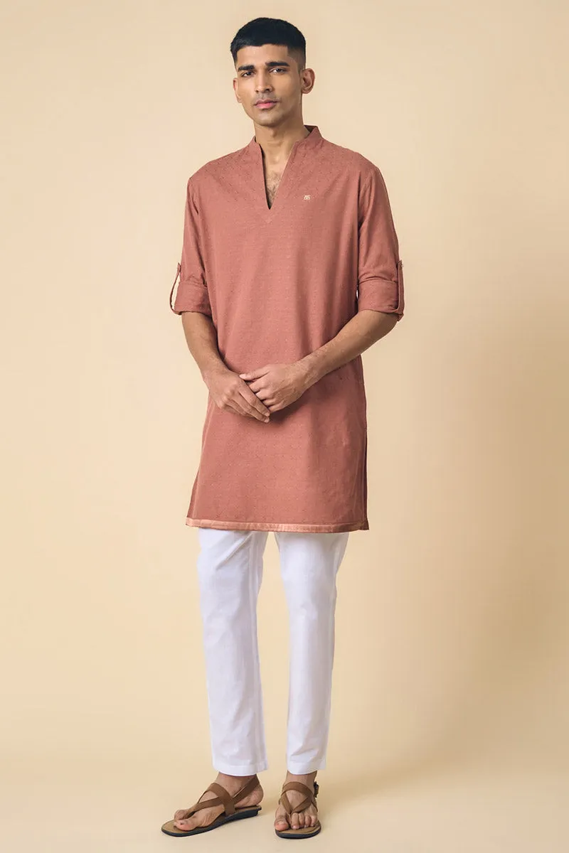 Rust Cotton Kurta Set