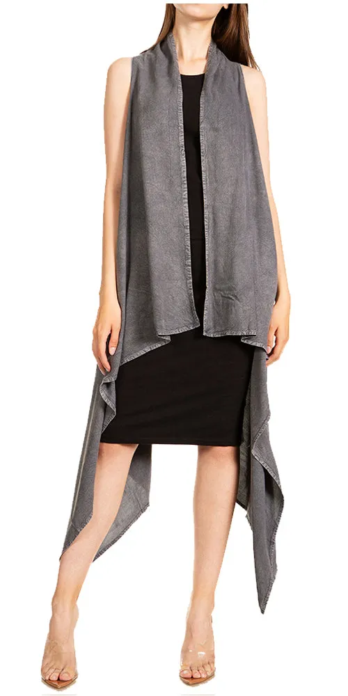 Sakkas Ivana Women's Oversized Draped Open Front Sleeveless Cardigan in Tie Dye