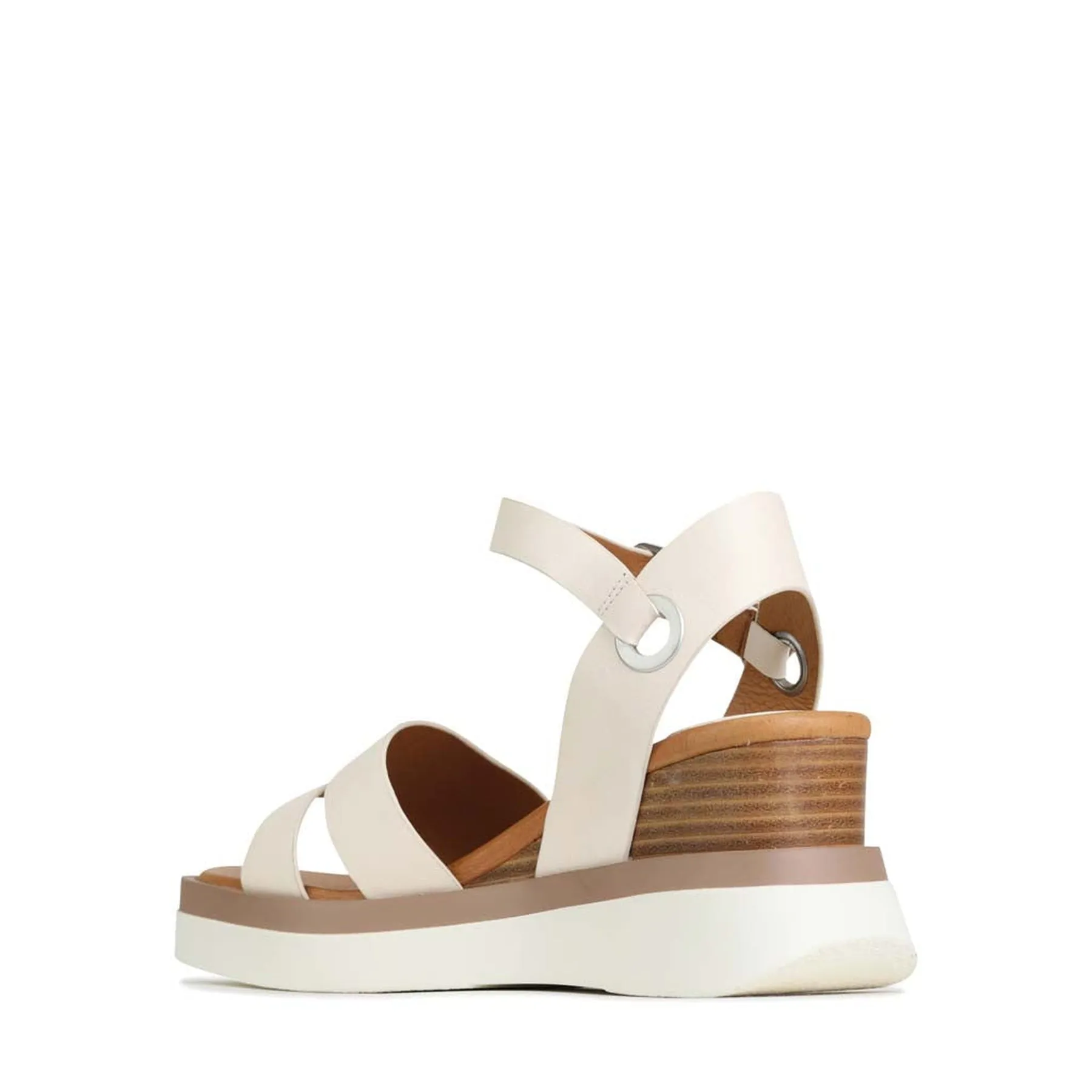 SASKIA LEATHER STRAP WEDGE SANDALS