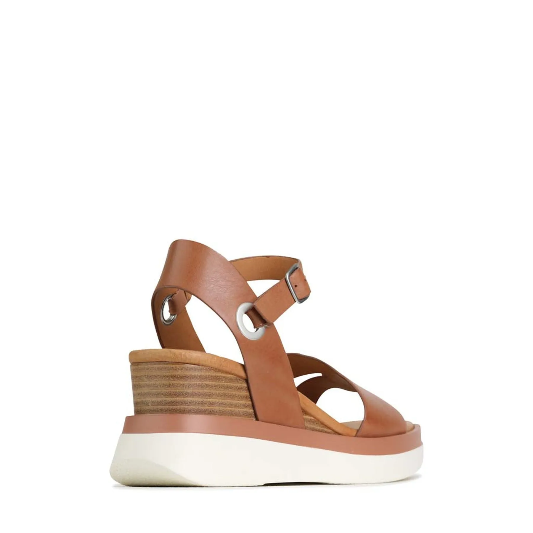 SASKIA LEATHER STRAP WEDGE SANDALS