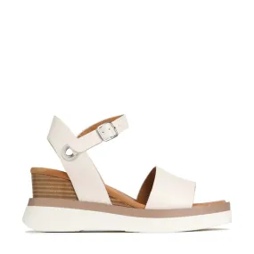 SASKIA LEATHER STRAP WEDGE SANDALS