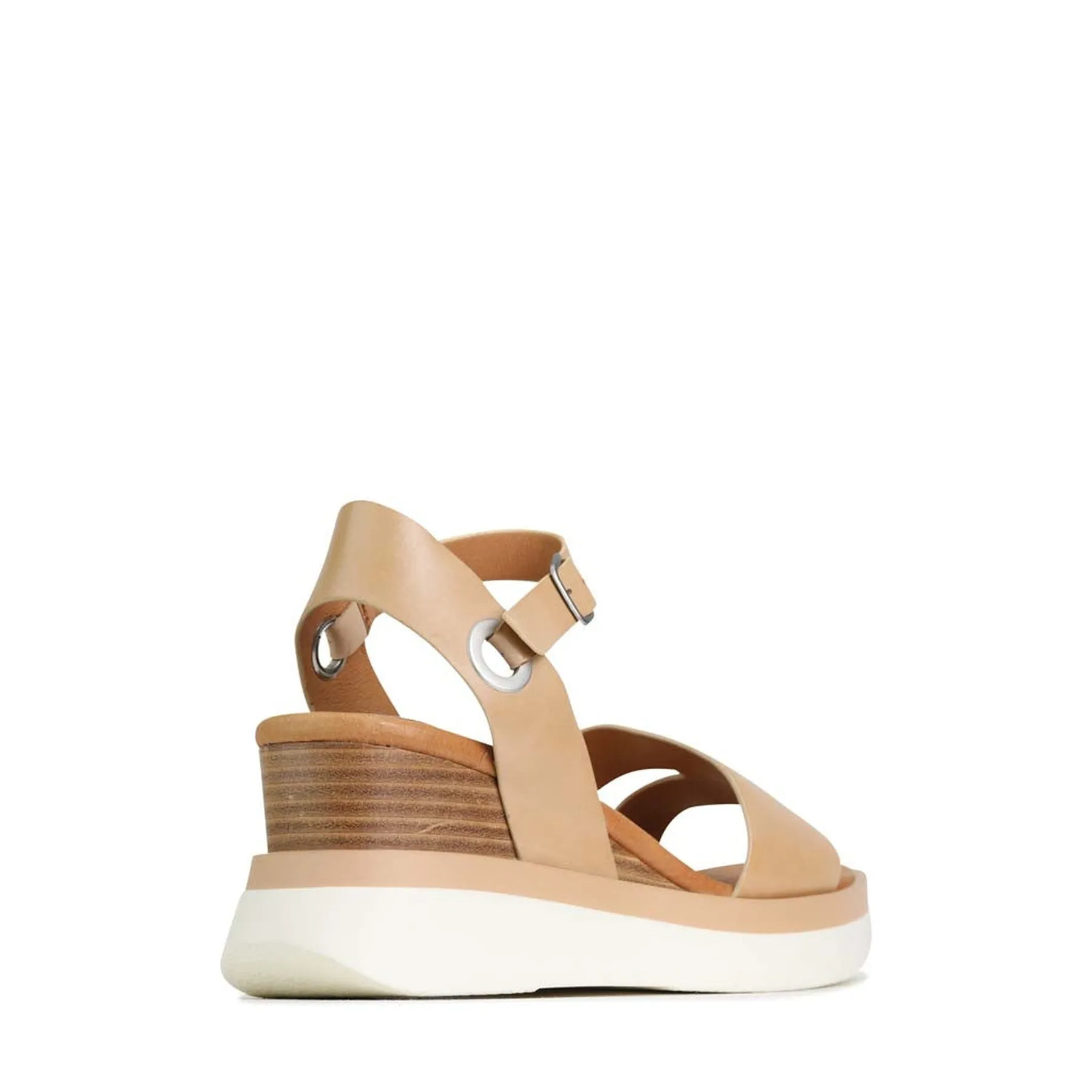 SASKIA LEATHER STRAP WEDGE SANDALS