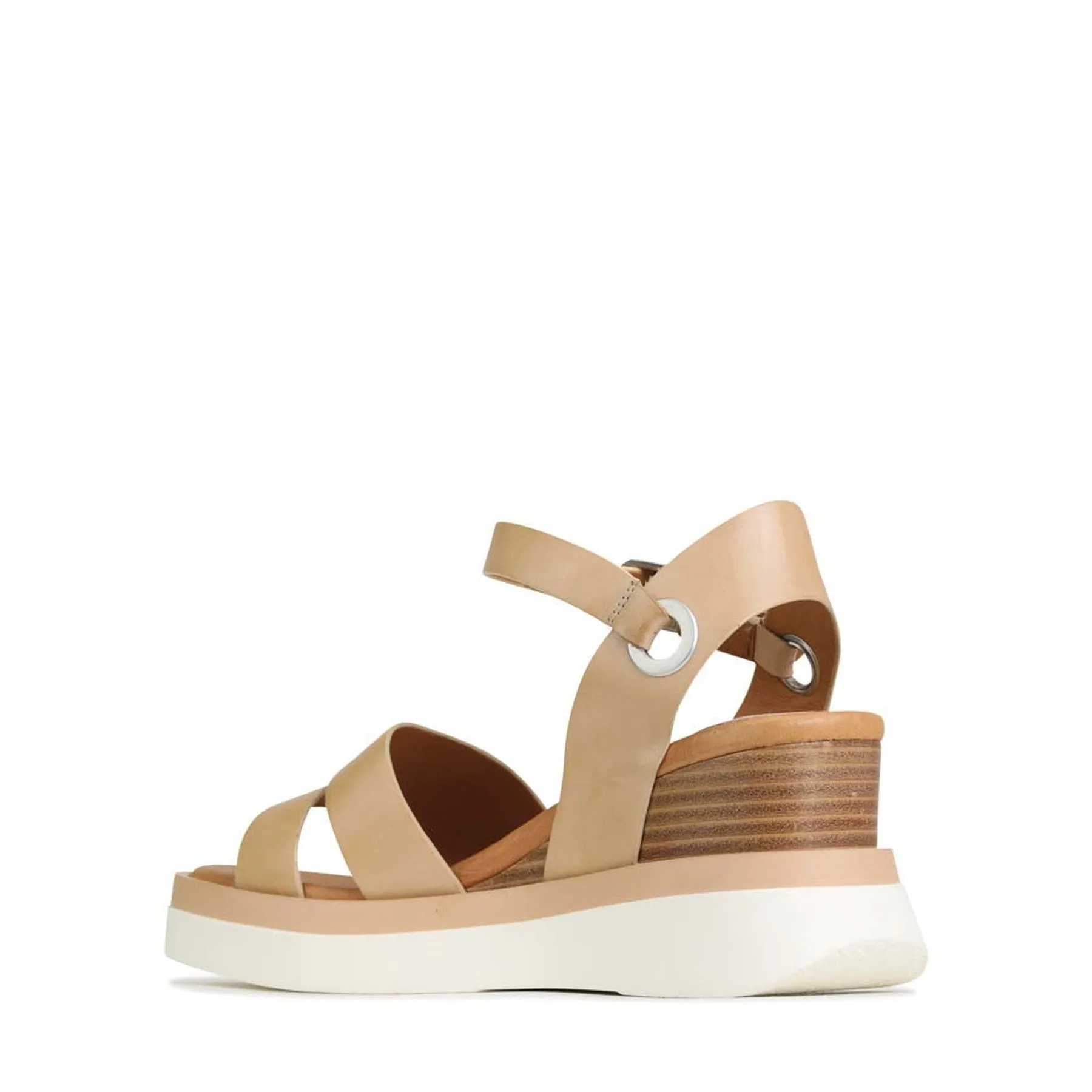 SASKIA LEATHER STRAP WEDGE SANDALS