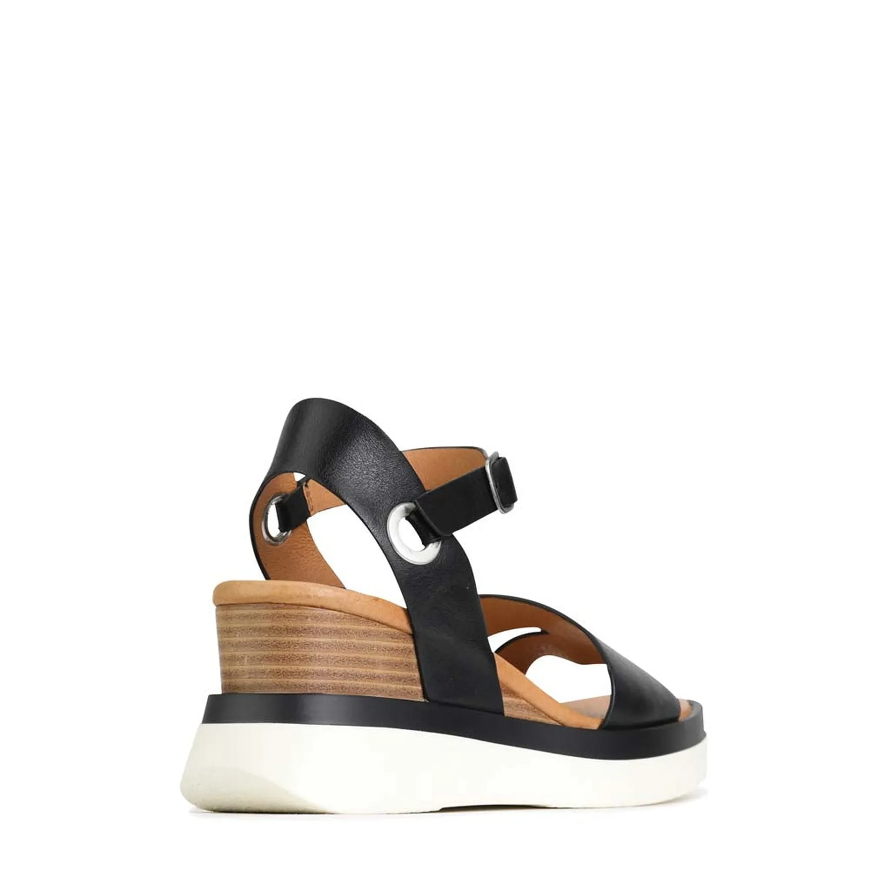 SASKIA LEATHER STRAP WEDGE SANDALS