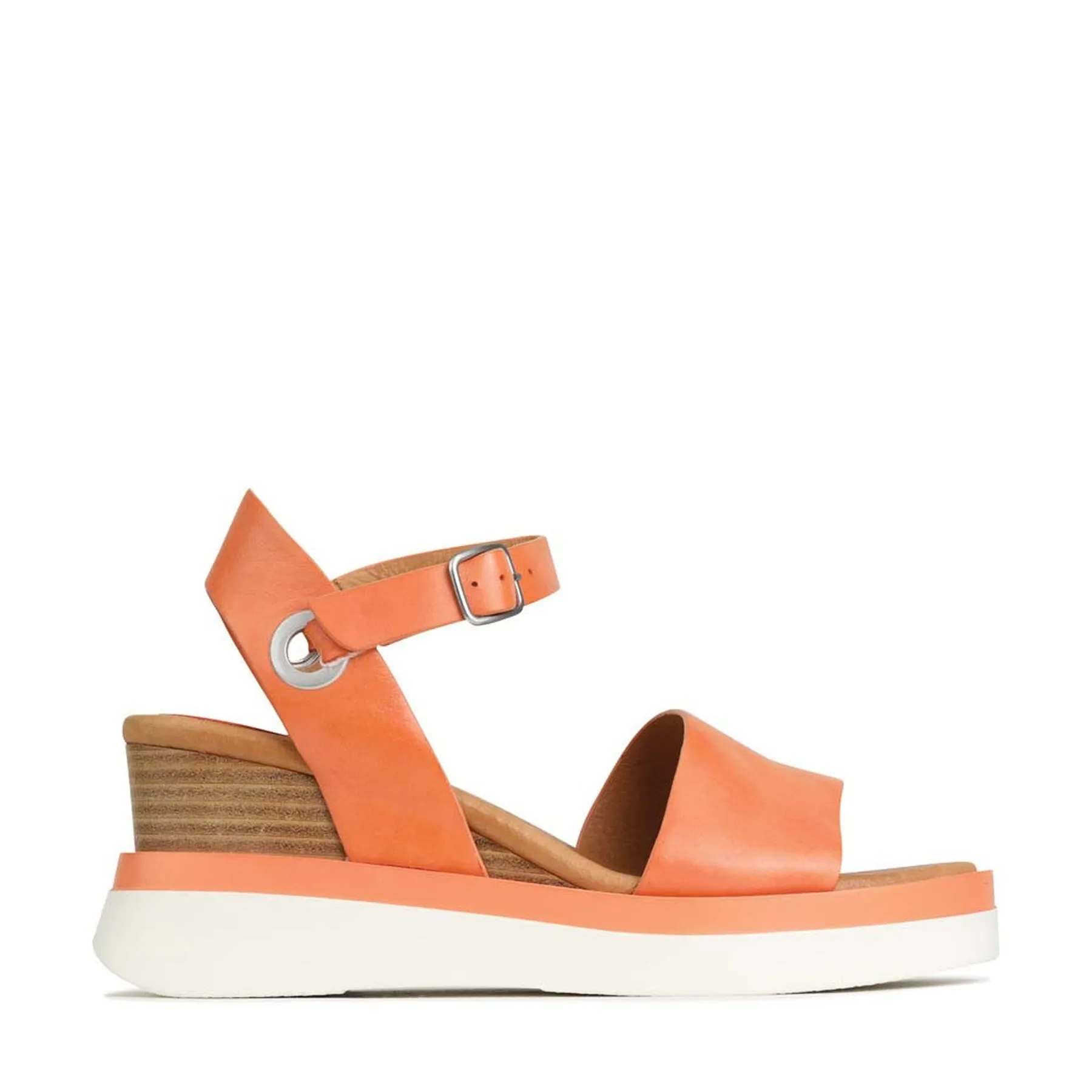 SASKIA LEATHER STRAP WEDGE SANDALS