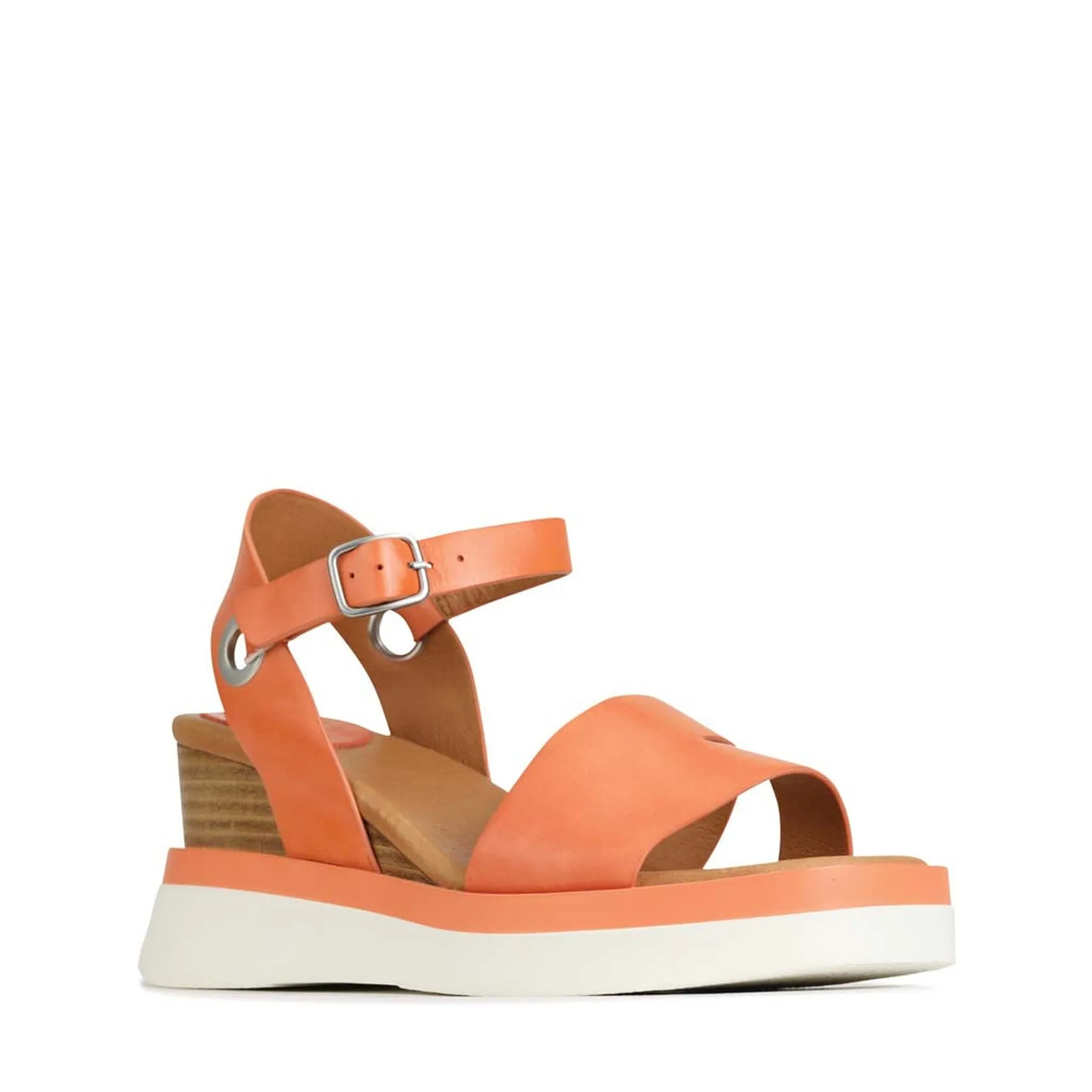 SASKIA LEATHER STRAP WEDGE SANDALS