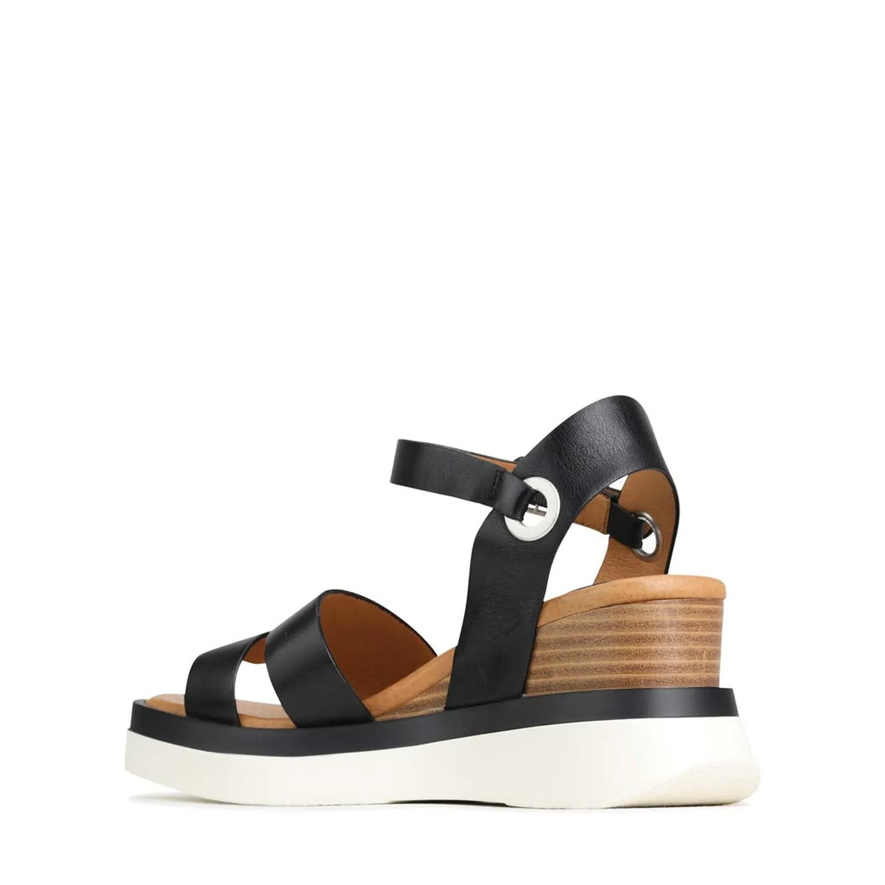 SASKIA LEATHER STRAP WEDGE SANDALS