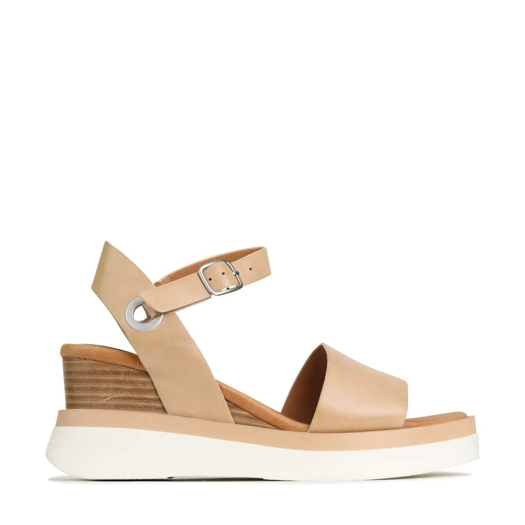 SASKIA LEATHER STRAP WEDGE SANDALS