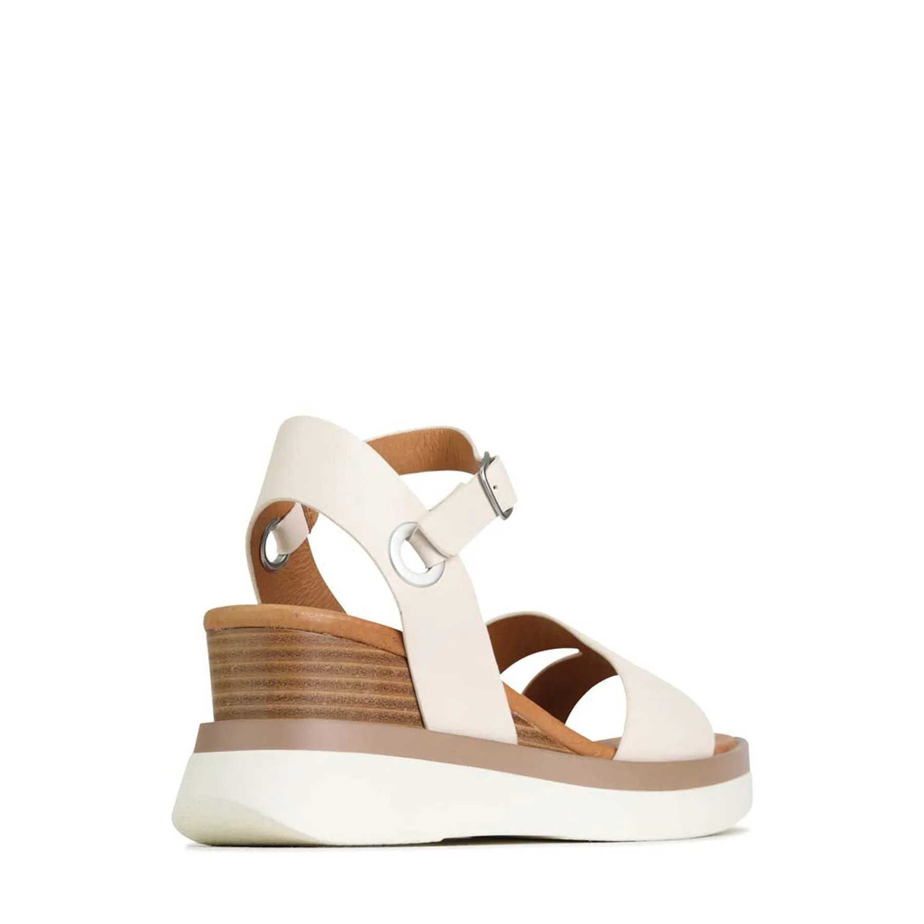 SASKIA LEATHER STRAP WEDGE SANDALS