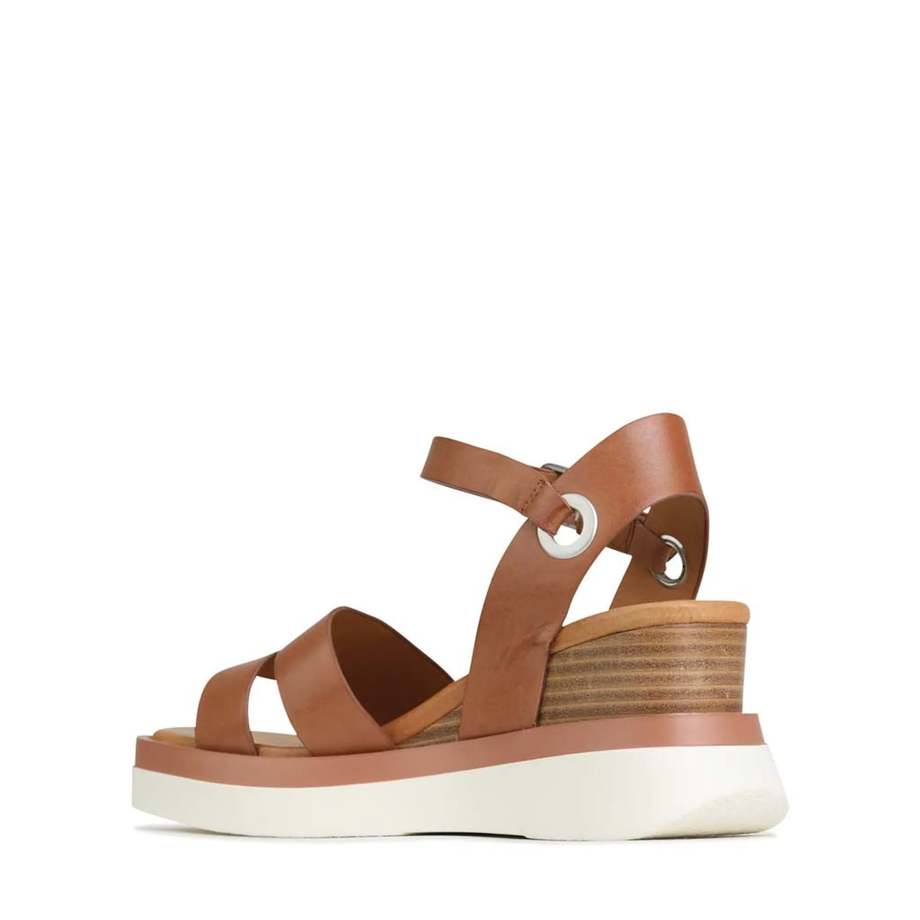 SASKIA LEATHER STRAP WEDGE SANDALS