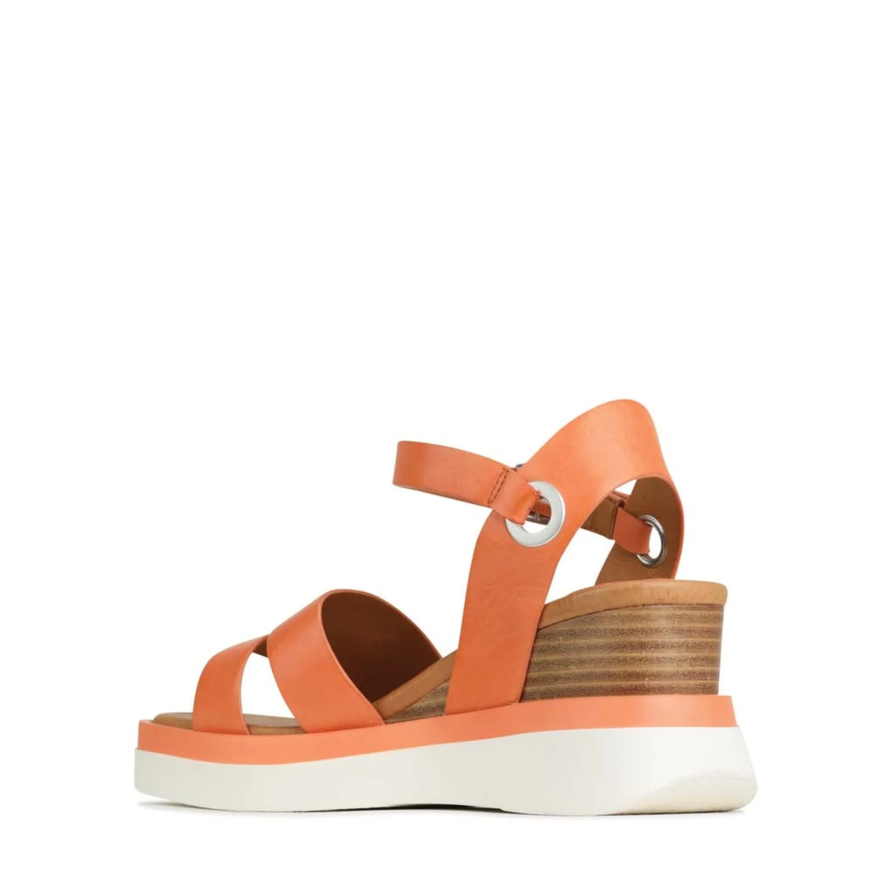 SASKIA LEATHER STRAP WEDGE SANDALS