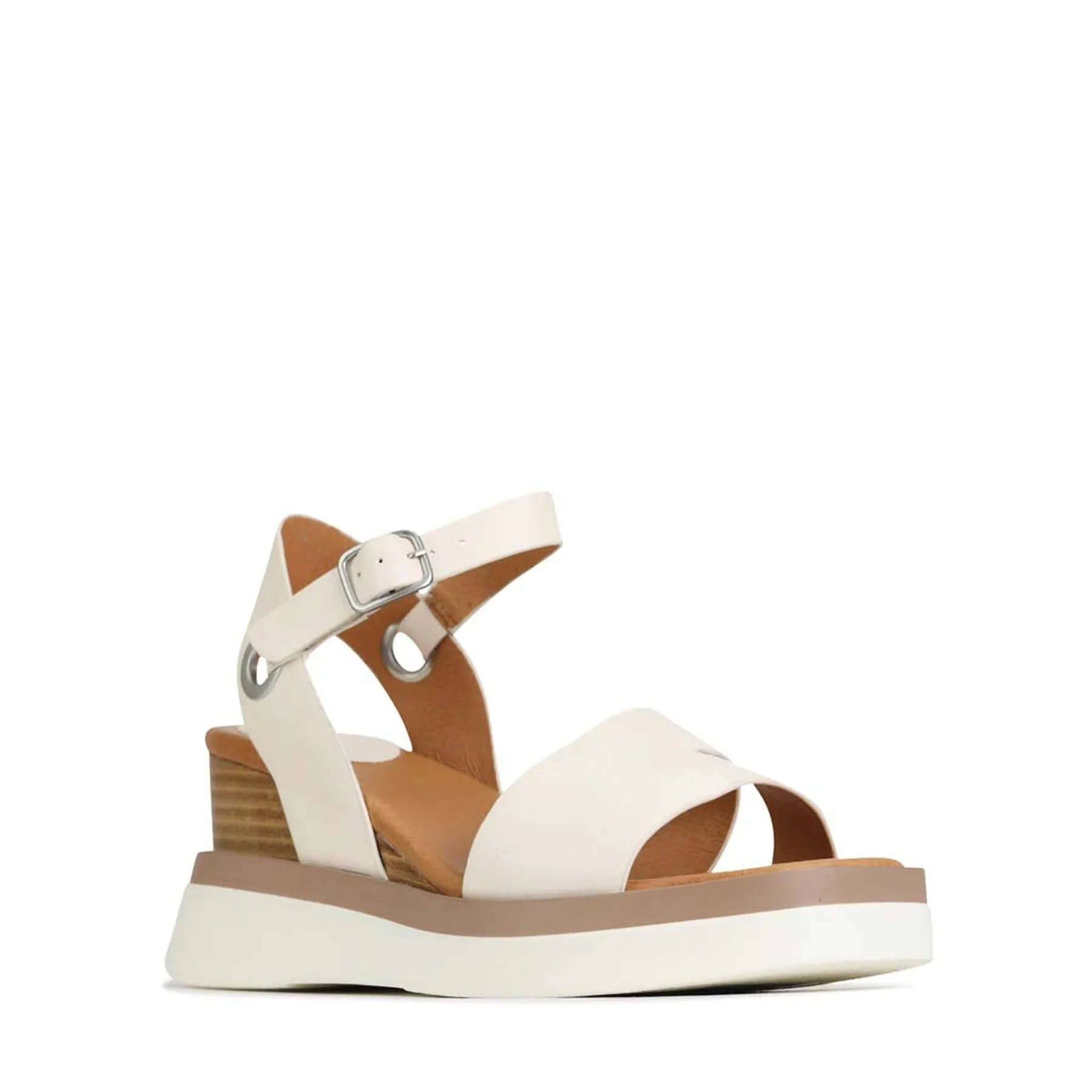 SASKIA LEATHER STRAP WEDGE SANDALS