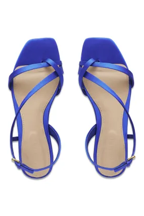 Satin Toe Loop Flat Sandals Bright Blue Satin