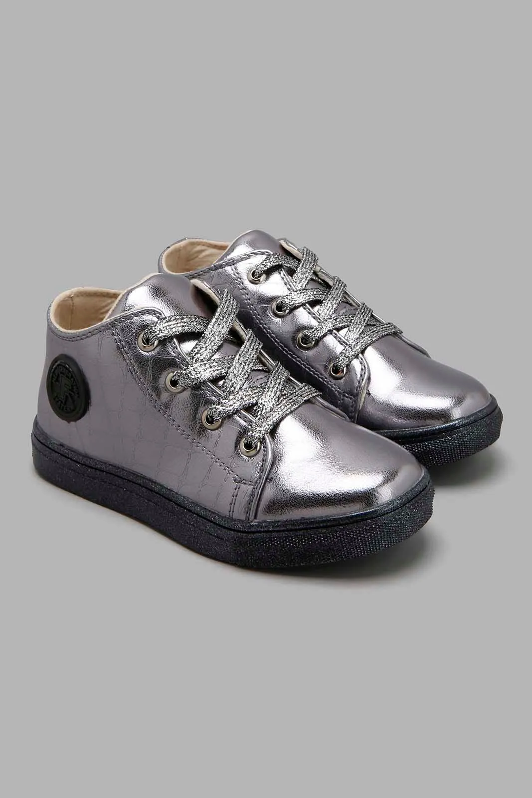 Silver Metallic High-Top Sneaker