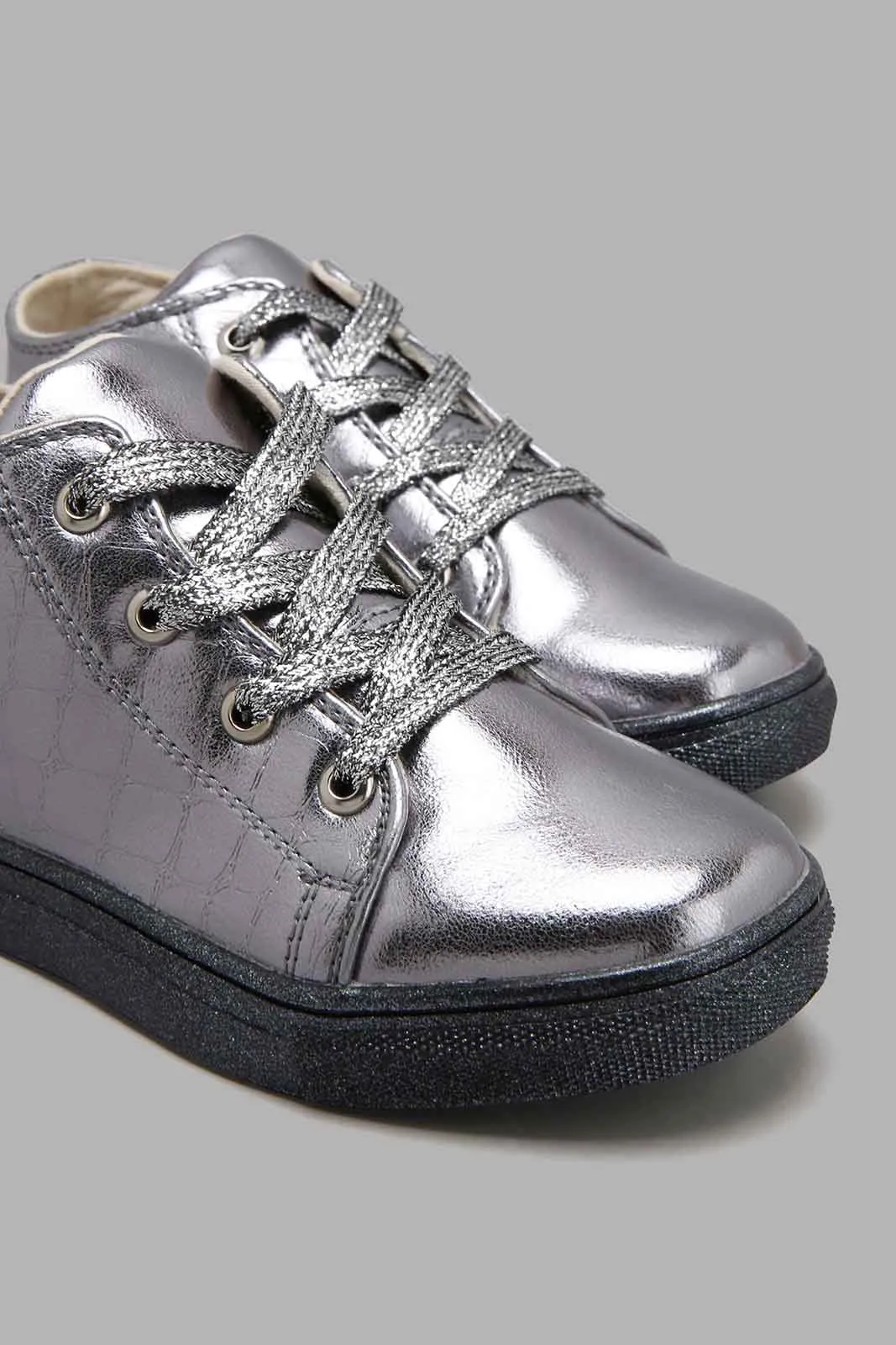 Silver Metallic High-Top Sneaker