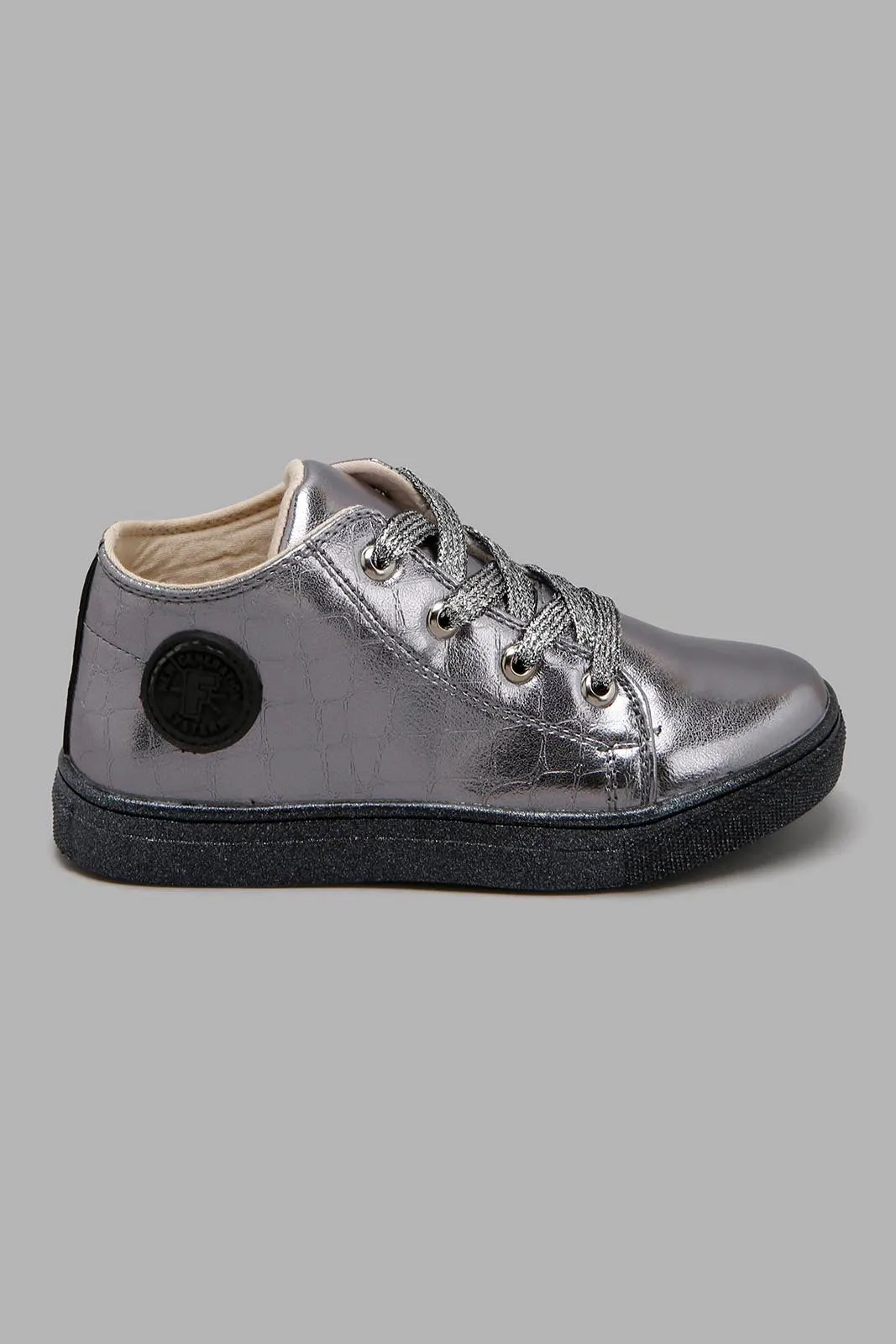 Silver Metallic High-Top Sneaker