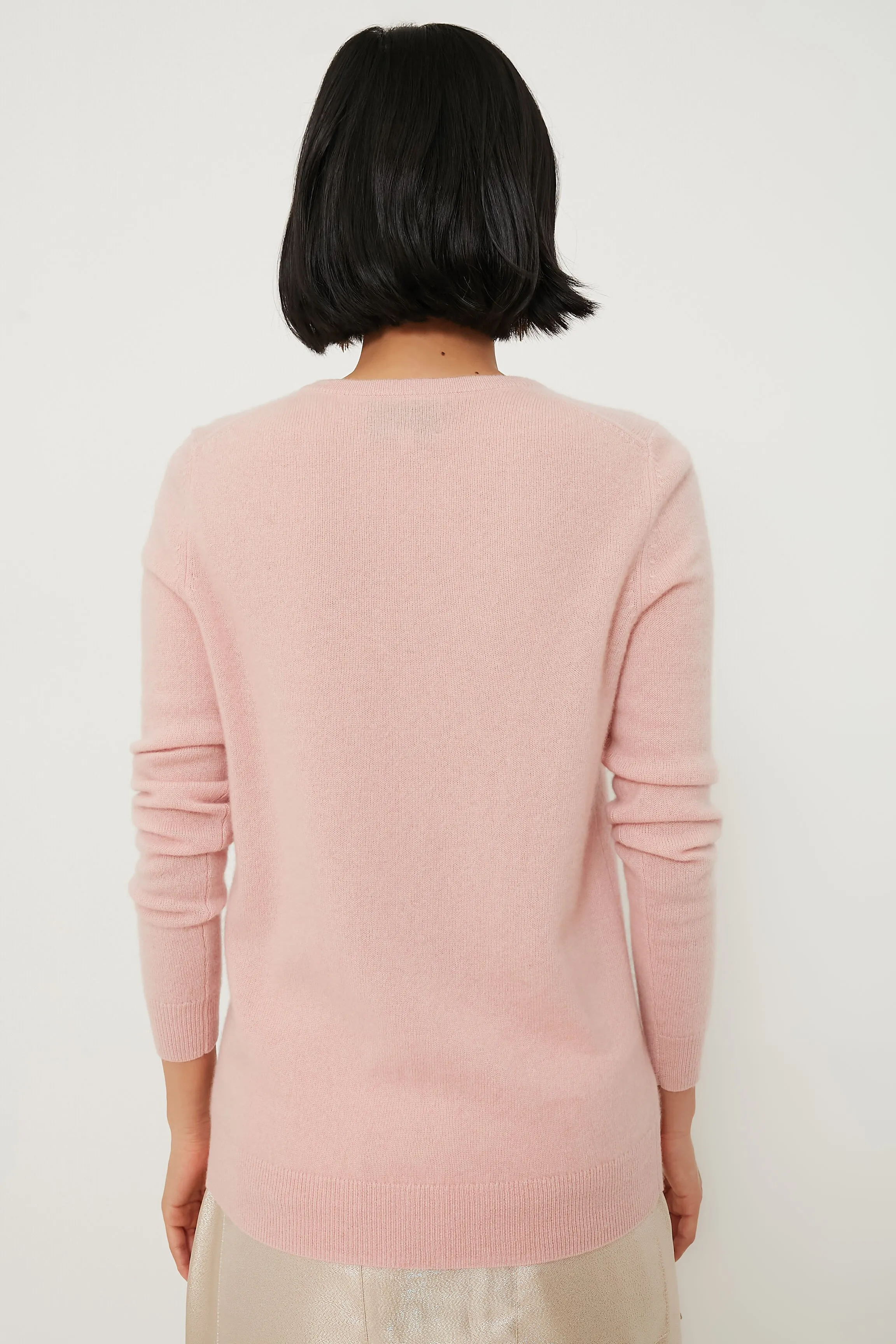 Soft Pink Cashmere V-Neck Sweater