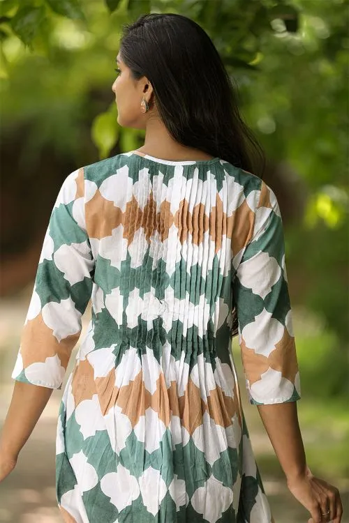 SootiSyahi'EarthyFall'BlockPrintedCottonDress