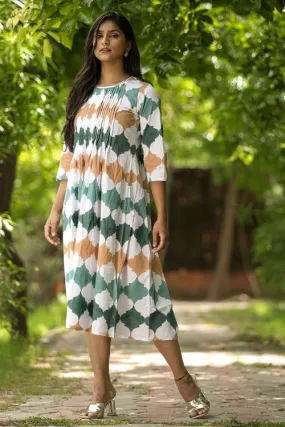 SootiSyahi'EarthyFall'BlockPrintedCottonDress