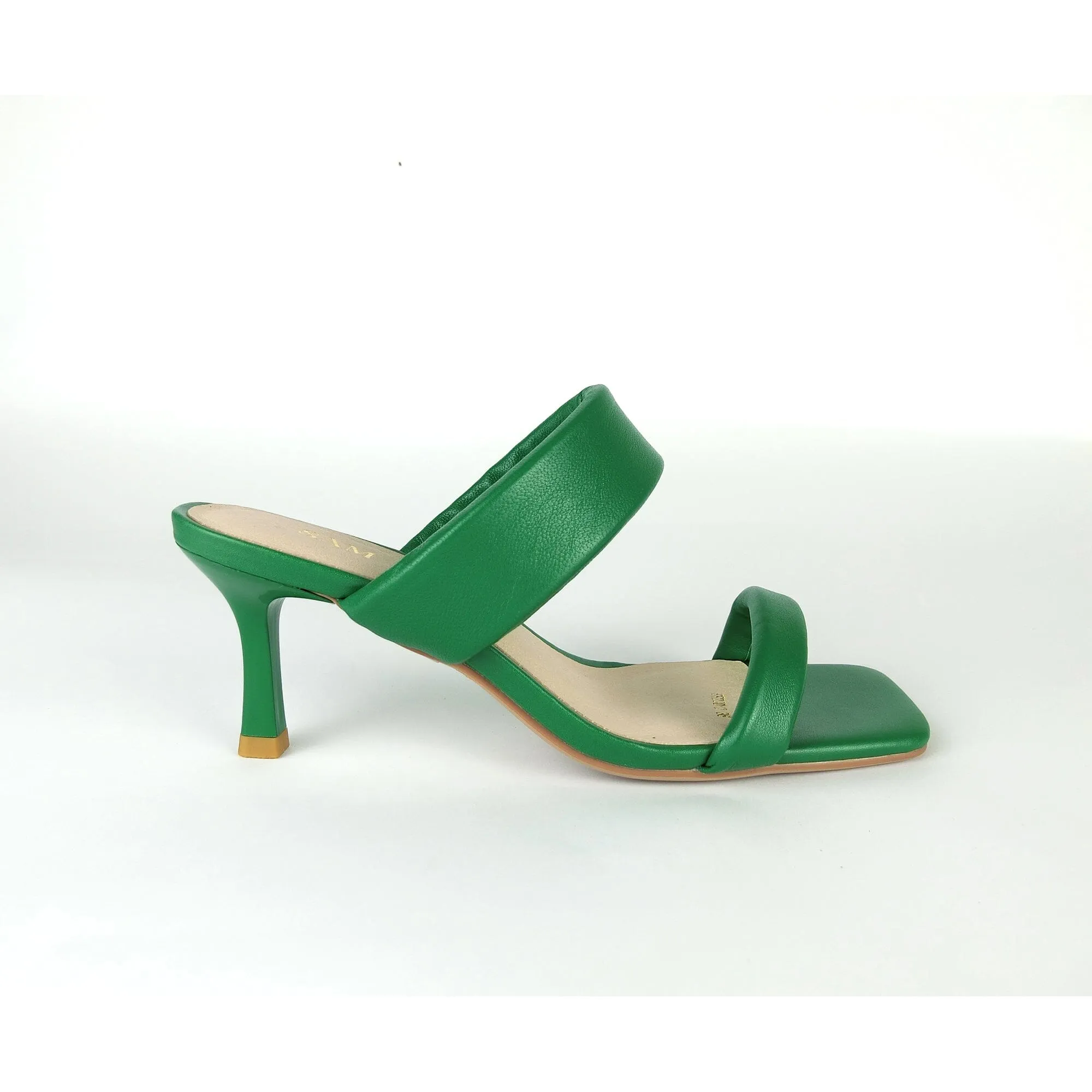 SS22012 Genuine leather puffy straps sandals in Green (size 3 only)