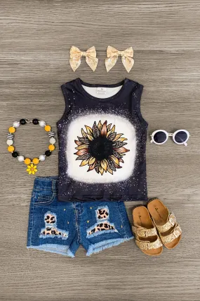 Sunflower Cheetah Tank Denim Short Set