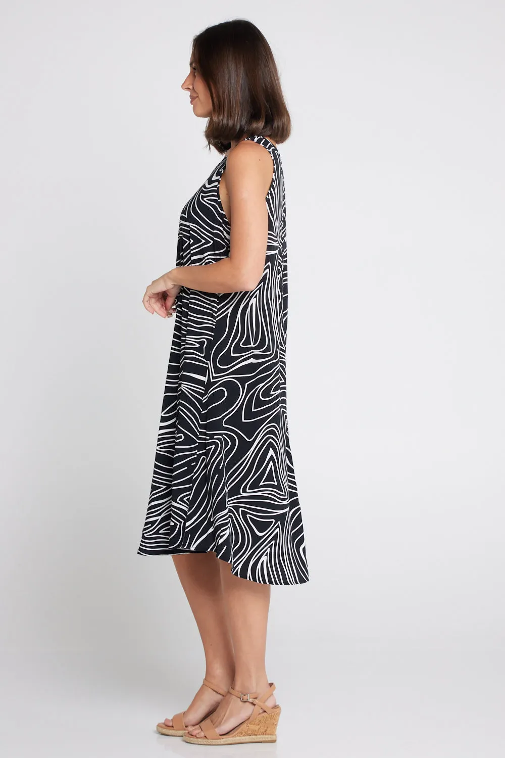 Susie Dress - Black/White Swirl