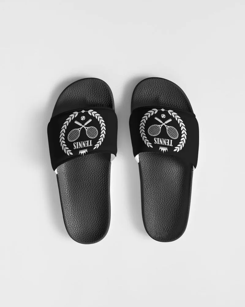 Tennis Badge Men Slides Sandals, Designer Shoe Boys Flat Wedge Slippers Vegan Casual Flip Flops Slip On