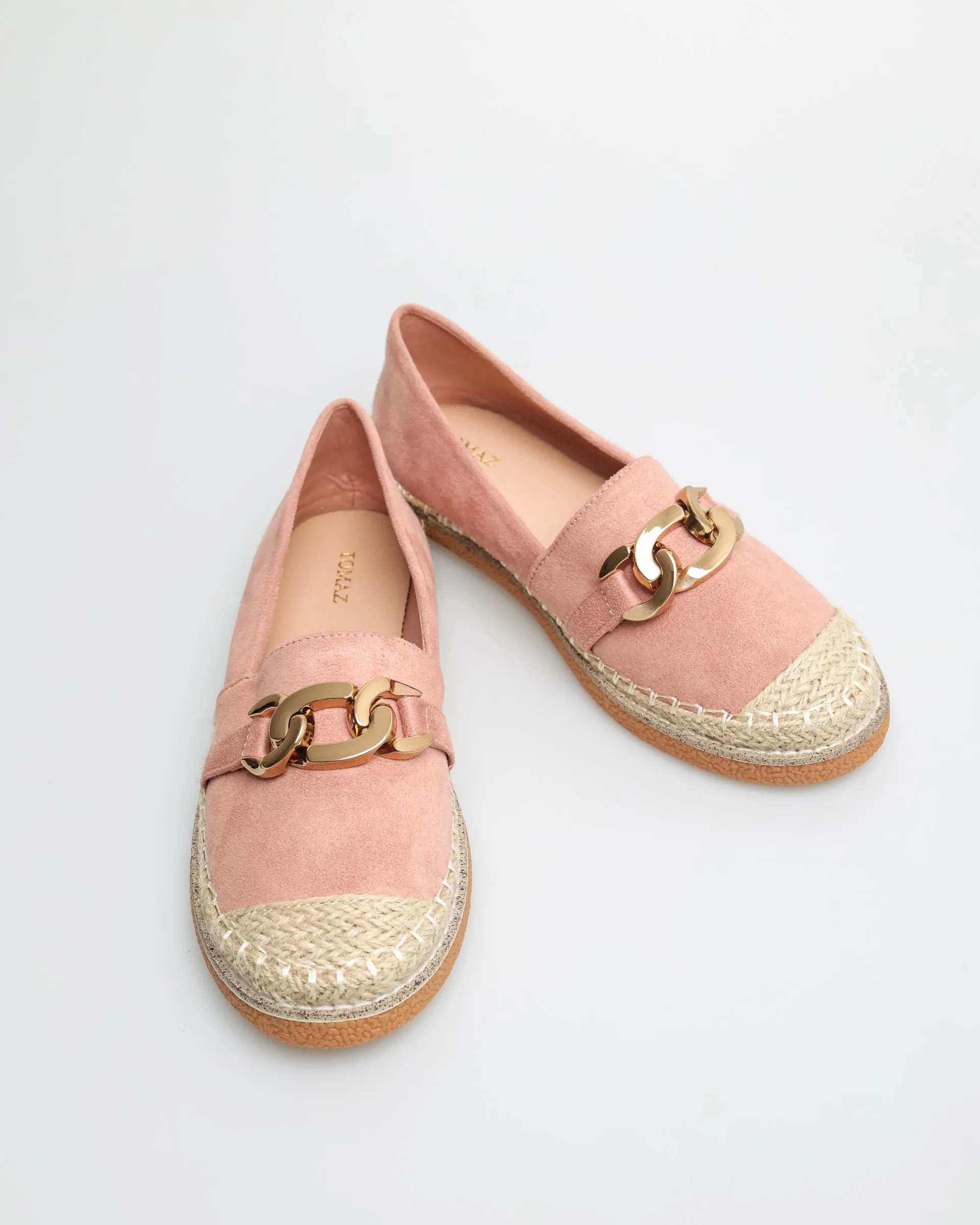 Tomaz YX147 Ladies Espadrille Buckle Flats (Pink)