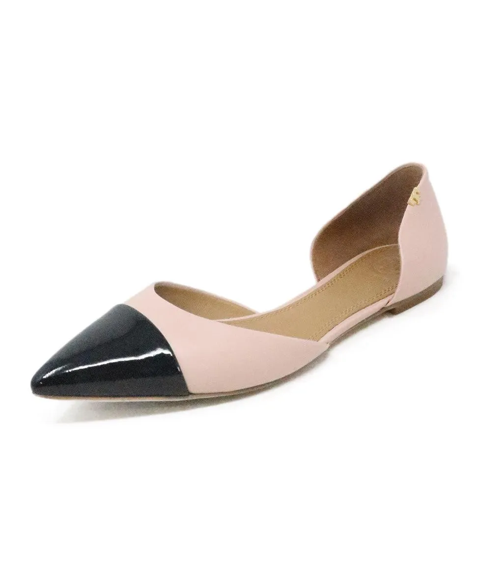 Tory Burch Pink & Black Leather Flats sz 7.5