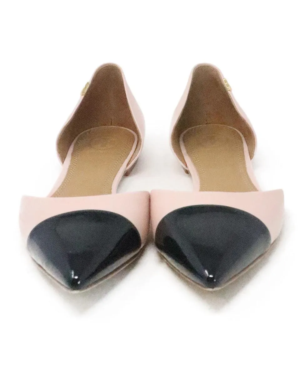 Tory Burch Pink & Black Leather Flats sz 7.5