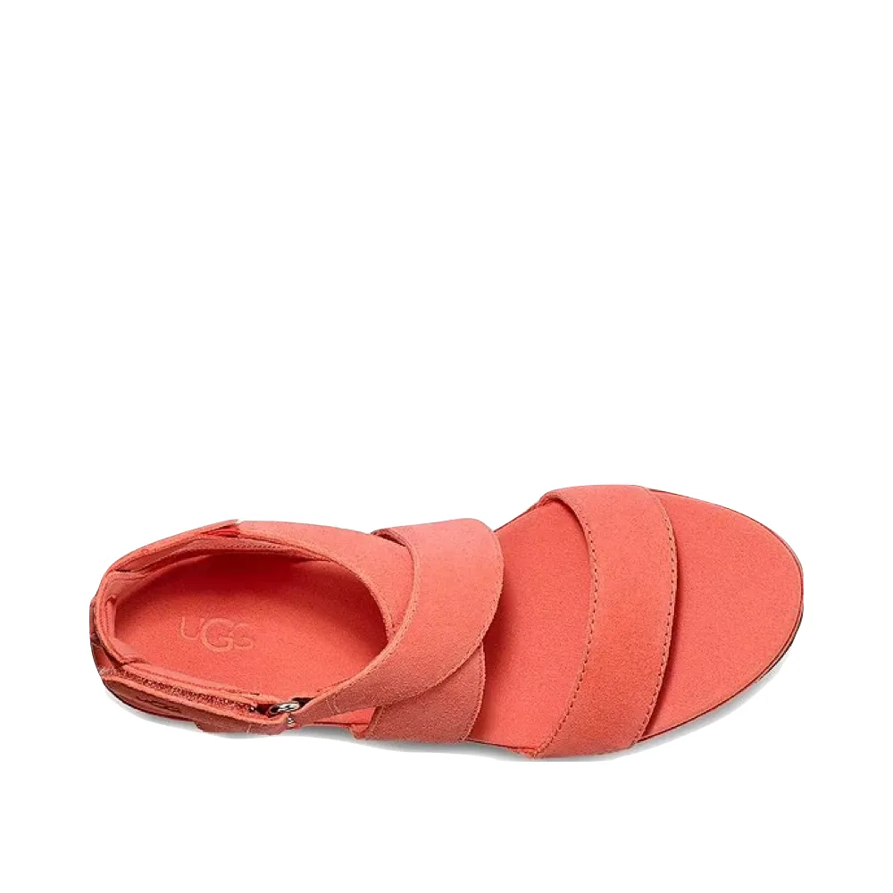 Ugg Women's Ileana Ankle Wedge Sandal in Vibrant Coral