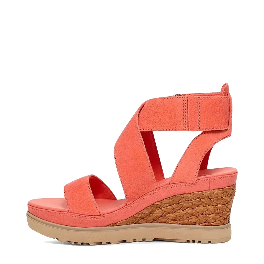 Ugg Women's Ileana Ankle Wedge Sandal in Vibrant Coral