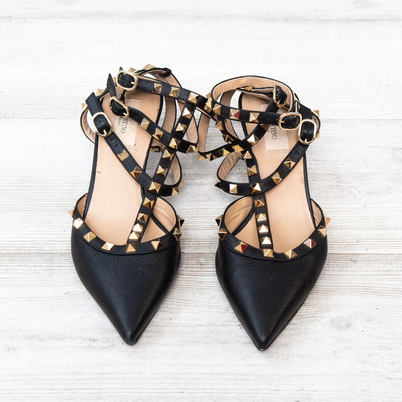 Valentino Garavani Black Rockstud Kitten Heels