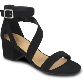 VANGELO Women Sandal DARCIE-53 Heel Party Prom Wedding Sandal Black Nubuck