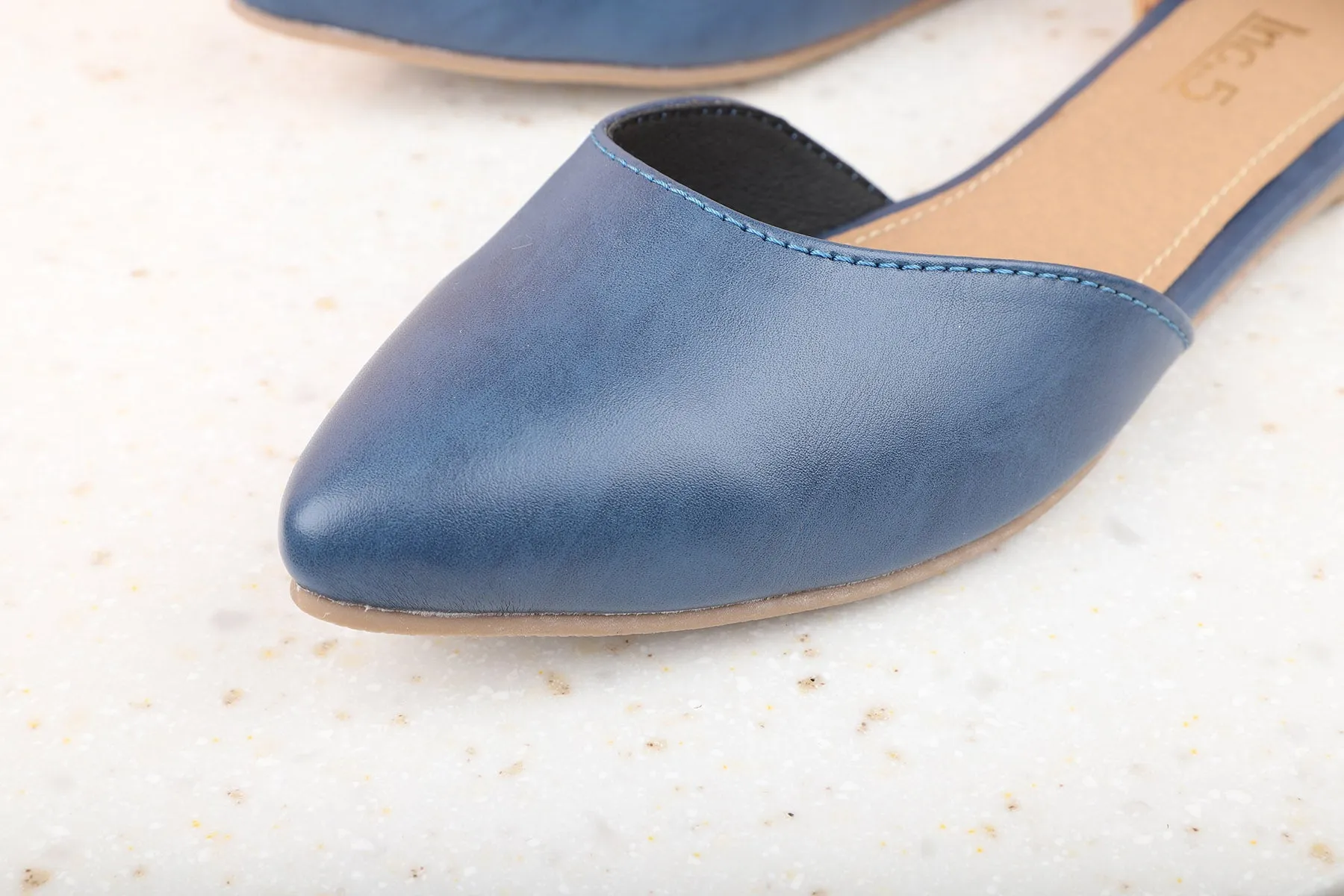 Women Navy Blue Mules Flats