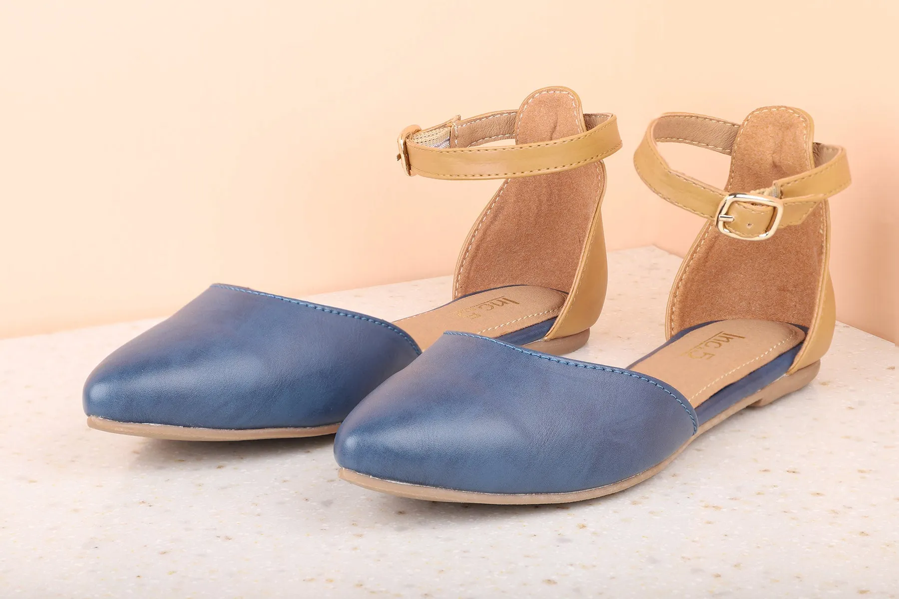 Women Navy Blue Mules Flats