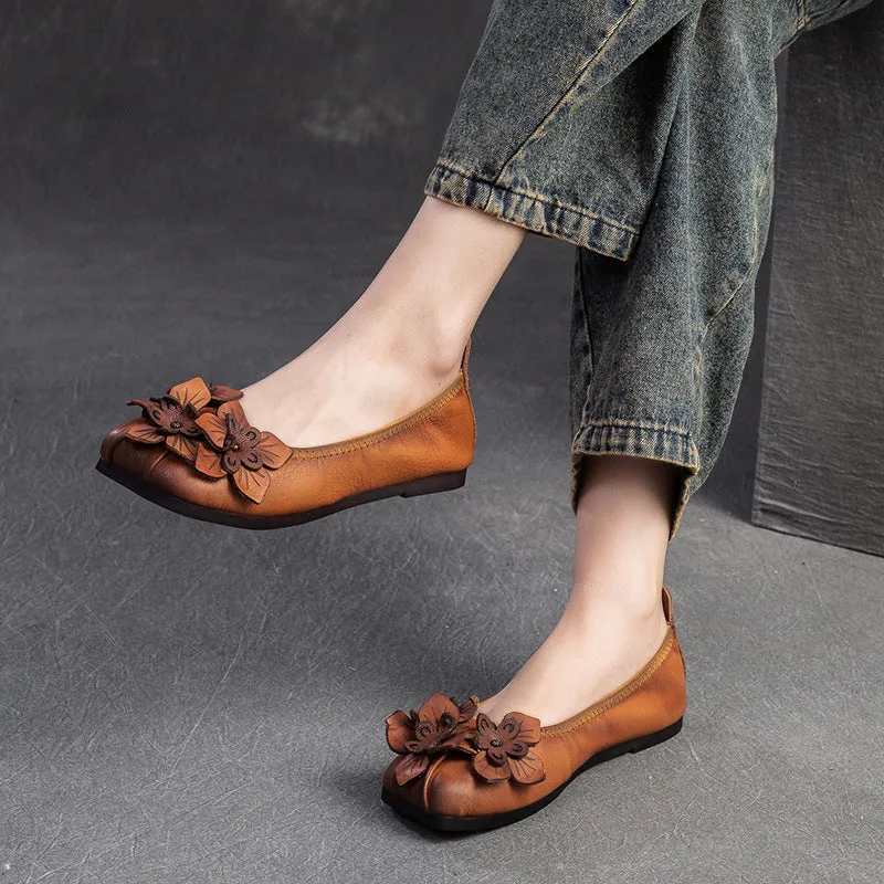 Women Retro Leather Comfort Soft Flats