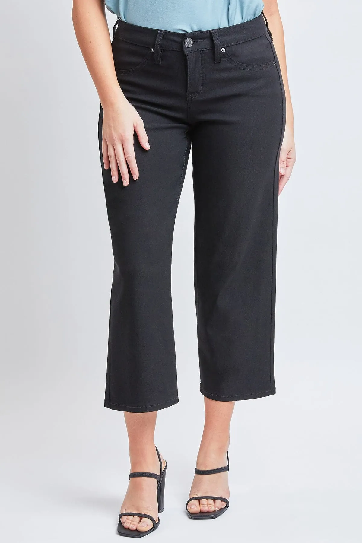 Women's Hyperstretch High Rise Cropped Wide Leg Flood Pants, Black