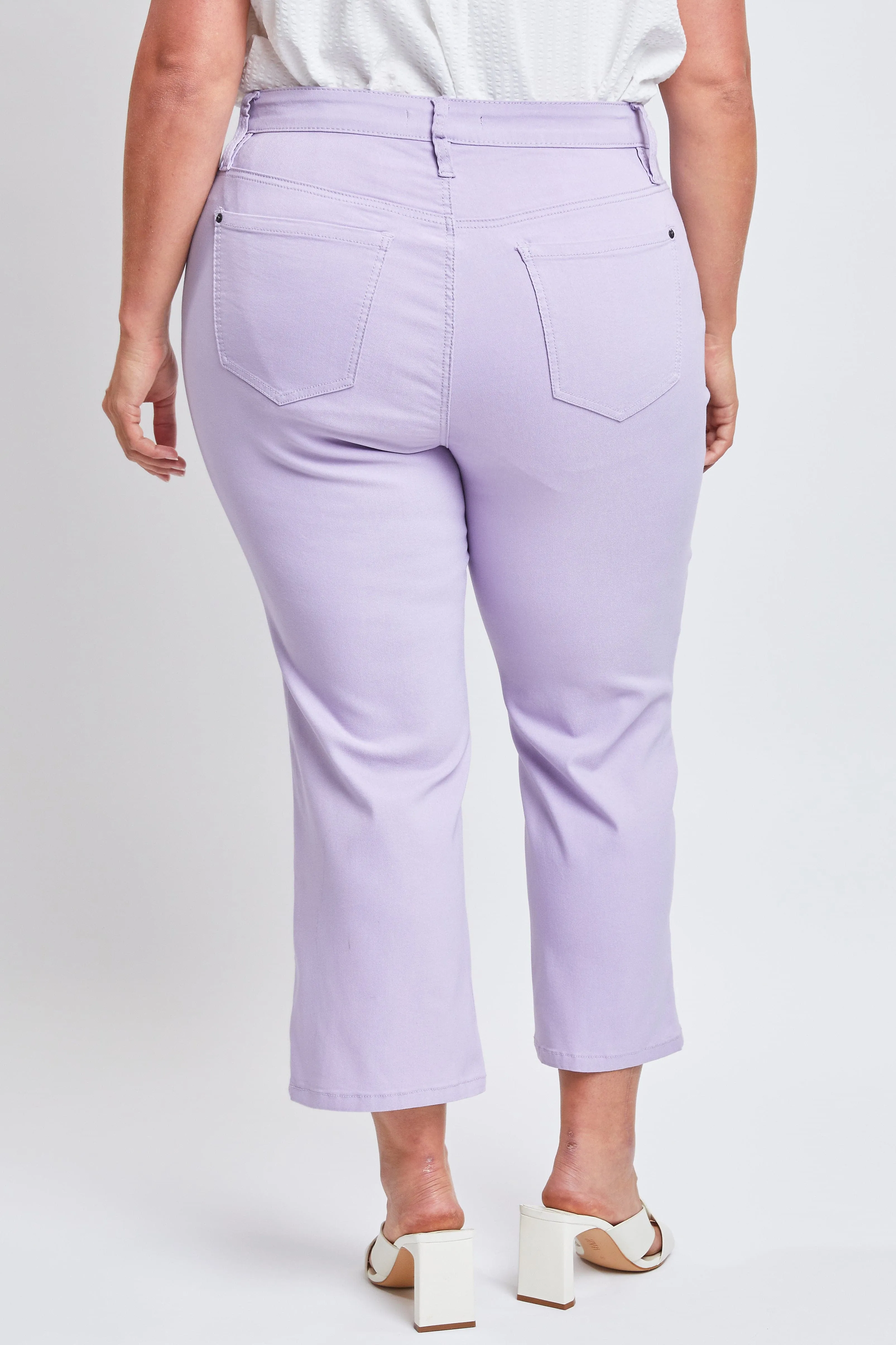 Women's Plus Size Hyperstretch Cropped Wide Leg Flood Pants, Lavender