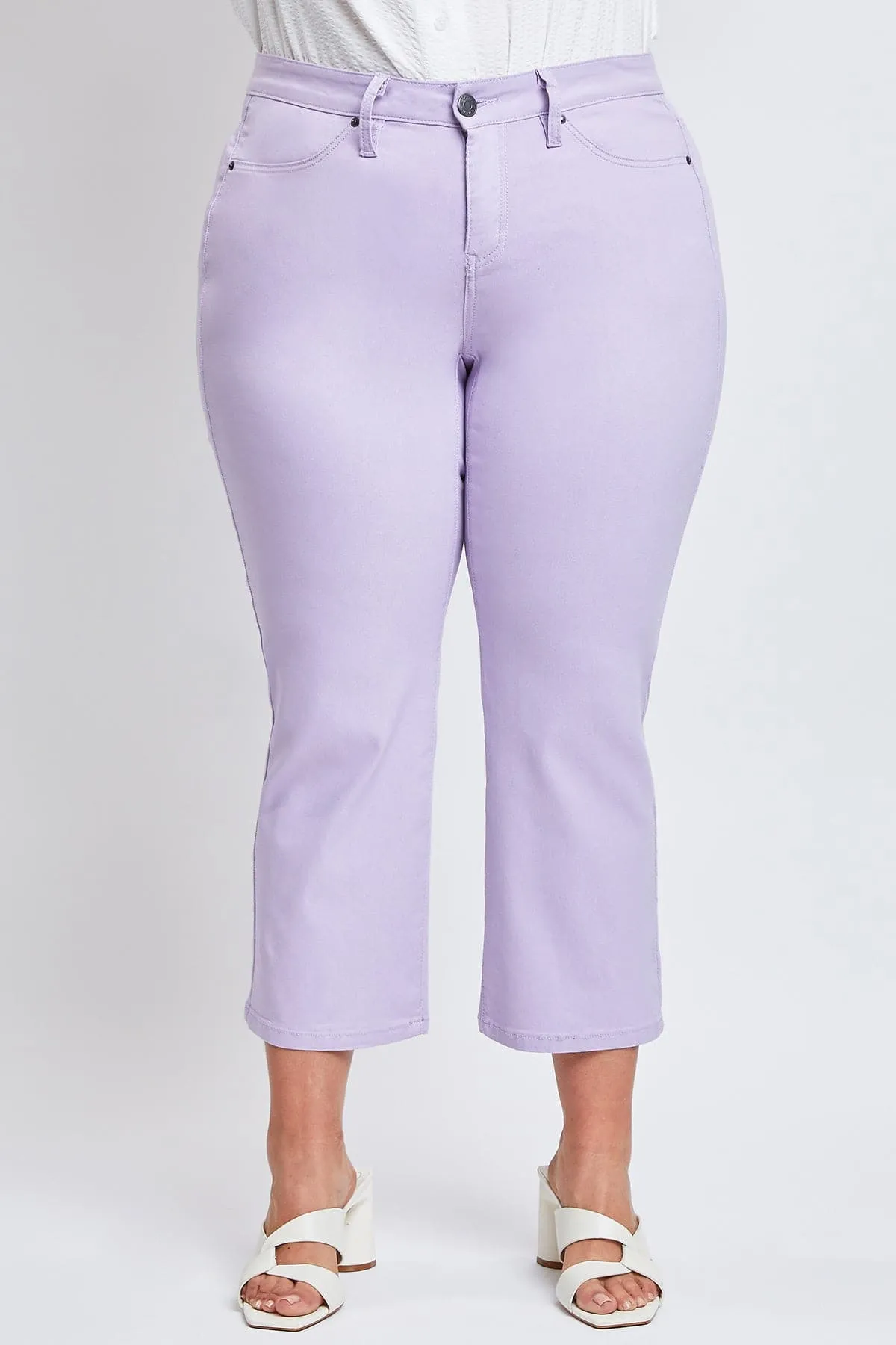 Women's Plus Size Hyperstretch Cropped Wide Leg Flood Pants, Lavender