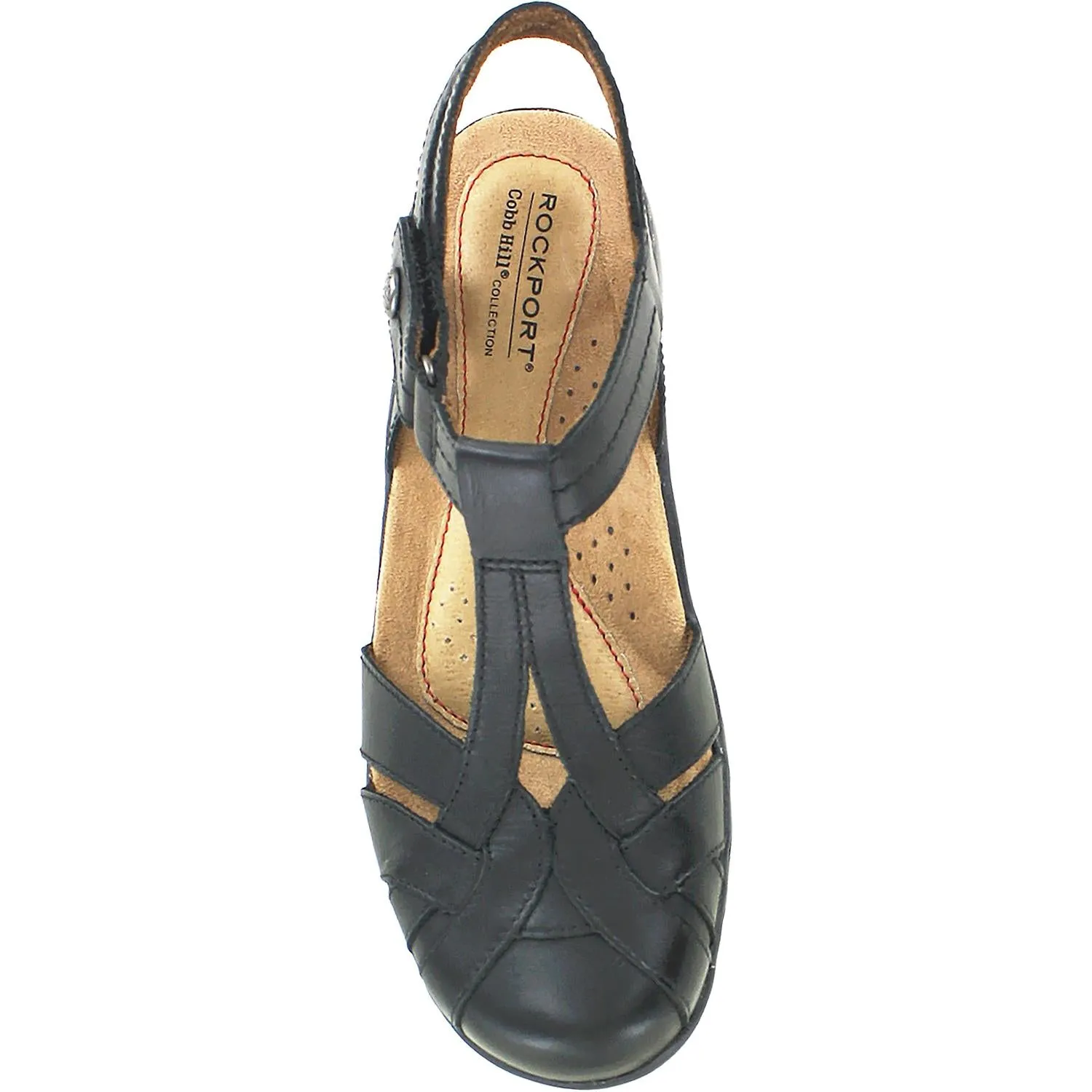 Women's Rockport Cobb Hill Penfield T-Strap Black Leather