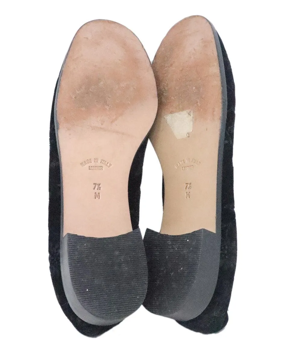 YSL Black Velvet Embroidered Flats sz 7.5