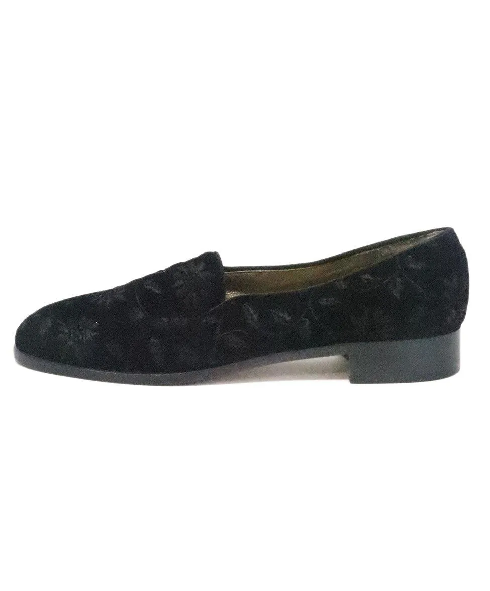 YSL Black Velvet Embroidered Flats sz 7.5