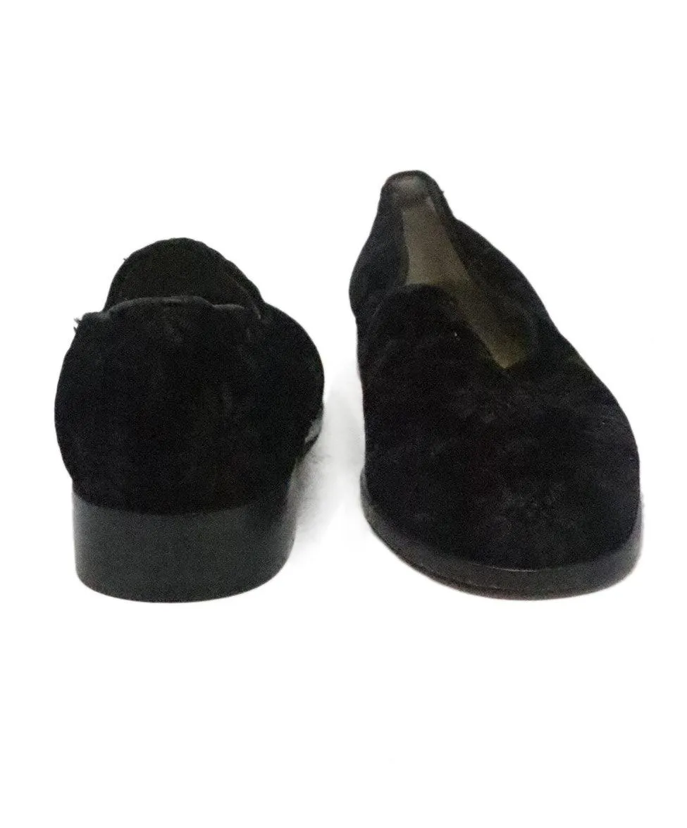 YSL Black Velvet Embroidered Flats sz 7.5